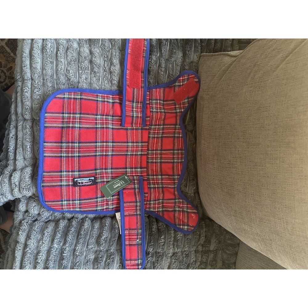 NWT  L.L.Bean Flannel Dog Coat/Jacket Plaid Fleece Lined Warm Size S *READ*